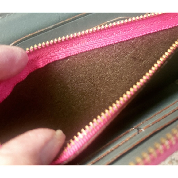 Rebecca Minkoff Pink Leather Wallet Zip Goldtone Rivets Studded Coin Purse Cute - Picture 10 of 15